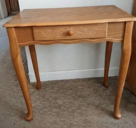 Oak Table with Carved Drawer