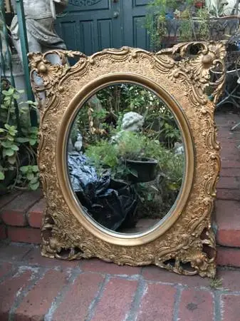 Original c1890s Victorian Amazing gesso on wood Wall Mirror 28”x24”