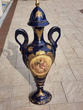 36 TALL FLOOR VASE IN RICH COBALT GLASS TONE