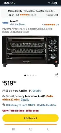 Power XL 2 layered Air Fryer Black Stainless Steel trays