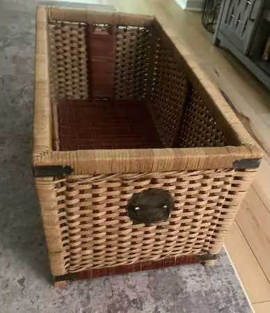 1970’s Large woven wicker footed chest