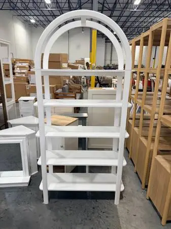 Walker Edison Modern Arched Open Shelf Wood Bookcase White 5-Shelf