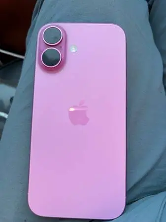 Pink iPhone 16 with clear case