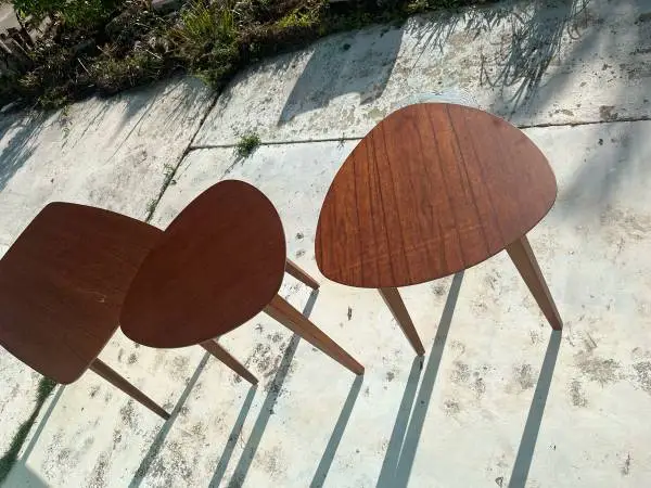 Guitar pick end table coffee teak syle 3pce set