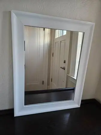 White Framed Rectangular Hanging Wall Mirror