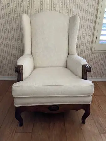Ethan Allen Country French Cream Wingback Armchair |Model 26-7013