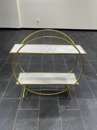 Home Bar Serving Cart Gold, Alcohol Cart with Tempered 2 Selves Guardr