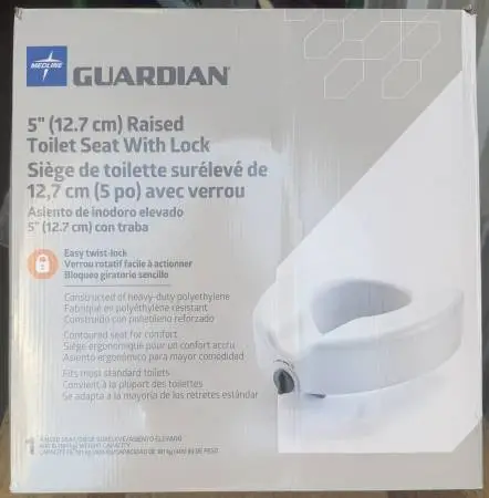 NEW in Box “GUARDIAN” Locking Elevated / Raised Toilet Seat