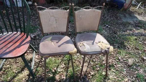 CHAIRS (4) 2 MID-CENTURY( DIRTY)