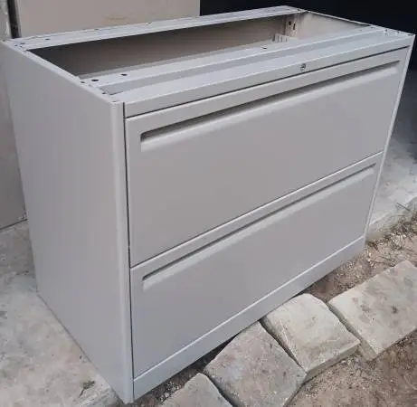 Haworth,2-Drawer,Putty,Lateral File Cab,File Followers,Rails,Lock-Key