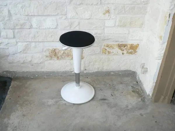 Modern White Bar Stool, Adjusts 23 to 30, 16 Rubber Bottom on Base