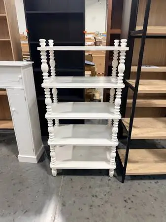 Walker Edison 48 Spindle Bookshelf  Bookcase White 5-Shelf Brand New