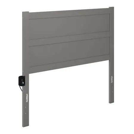 Solid Wood Panel Headboard, Full, Grey, New
