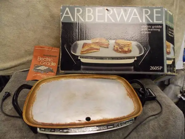 Vintage Farberware Electric Griddle 260 Aluminum Cooktop Warmer Tray