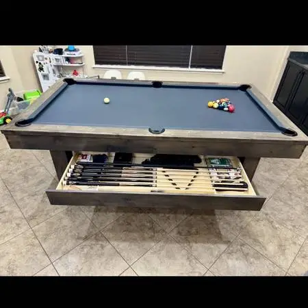 Diamondback 8 Foot Rustic Pool Table with Drawer and Dining Top