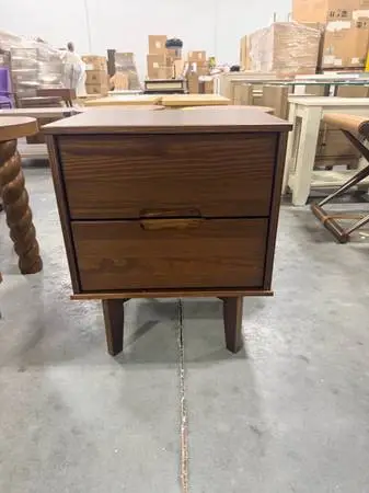 Walker Edison Mid Century Modern Solid Wood Nightstand In Walnut