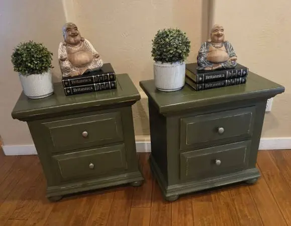 Newly Refinished Green Side Tables or Nightstands