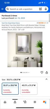 Large Silver 30” x 36” Mirror