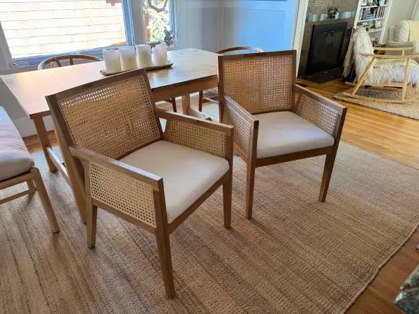 Set of 2 SAFAVIEH Couture Malik Dining Chairs - Solid Oak & Rattan