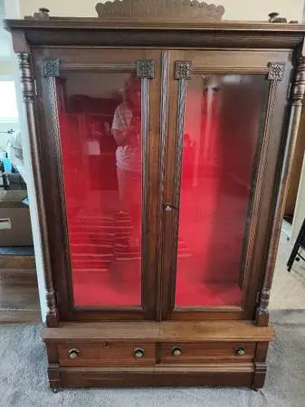 Variety of furniture - desk, curios, shelving unit + more