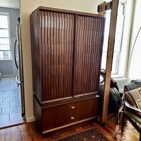 Vintage Teak Wood Gentlemans Chest: MCM, Made In Canada