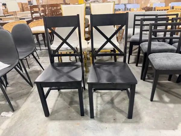 Walker Edison Farmhouse Wood X-Back Dining Chairs Black (Set Of 2)