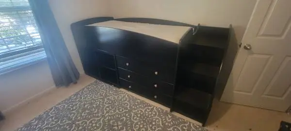 Twin Bed with drawers and bookcase