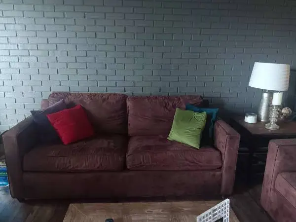 Beautiful Suade couch and matching oversized sized chair