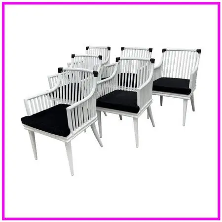 Cb2 Mae Rattan Dining Armchairs, Set Of Six