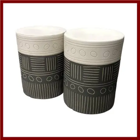 Uttermost Hieroglyphics Garden Stools, Pair
