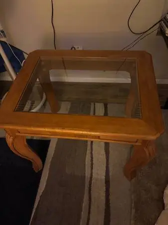 Light Brown Glass End Table