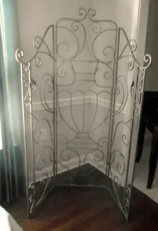 Folding wrought iron deocoative room divider