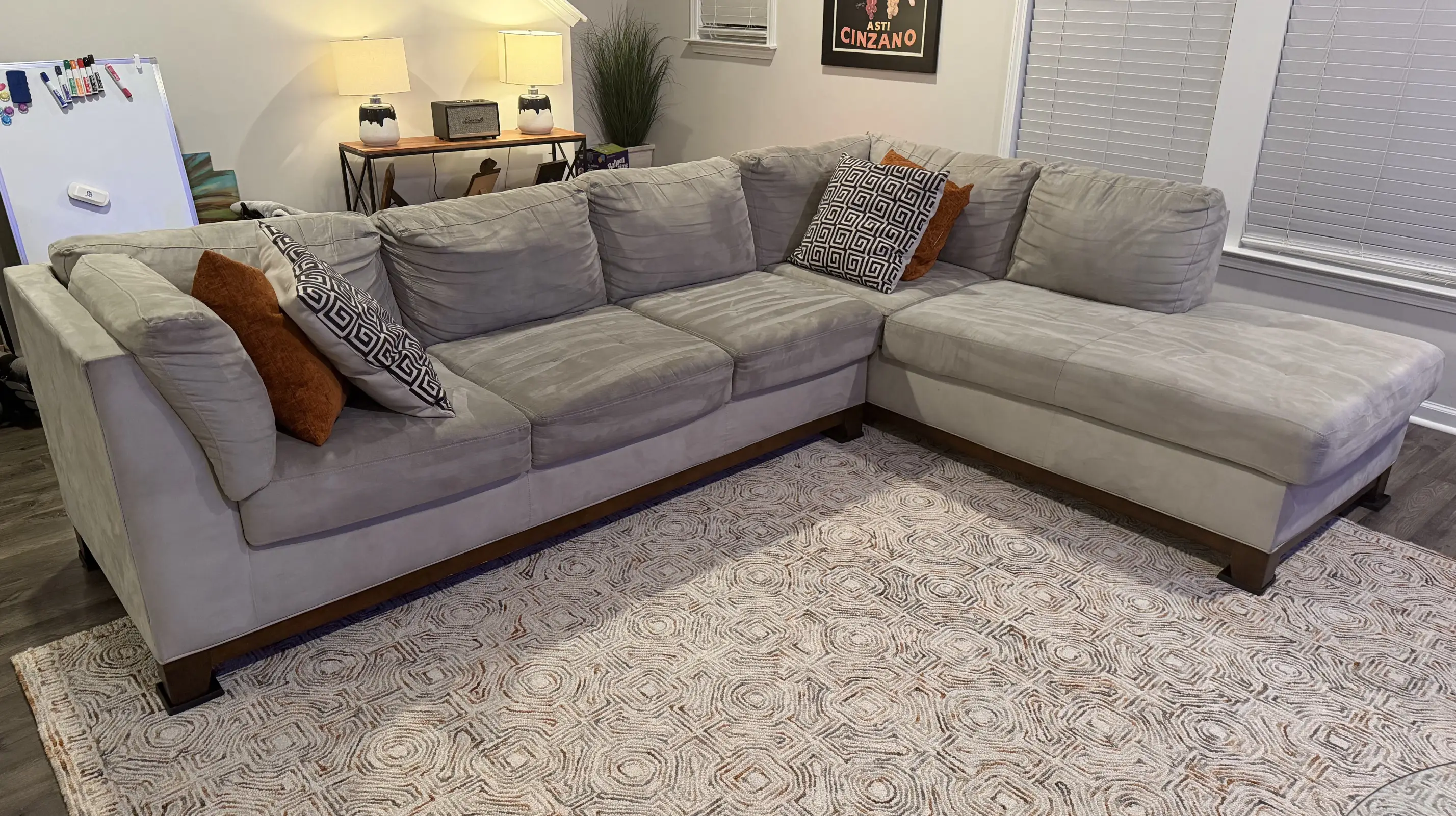 Suede Chaise Sofa Set Cheap