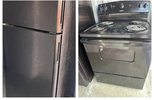 Matching Black Refrigerator and Stove