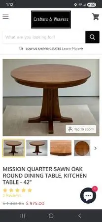 Vintage Mission Quarter Sawn Oak Round Dining Table