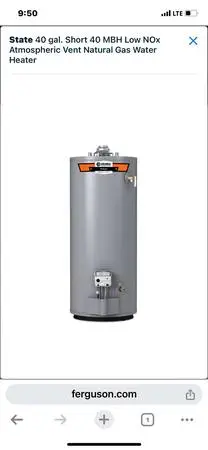 State 40 gal Water heater