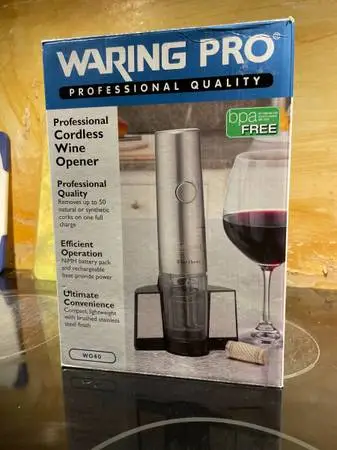 Brand New Professional Grade Cordless Wine Opener- Waring Pro