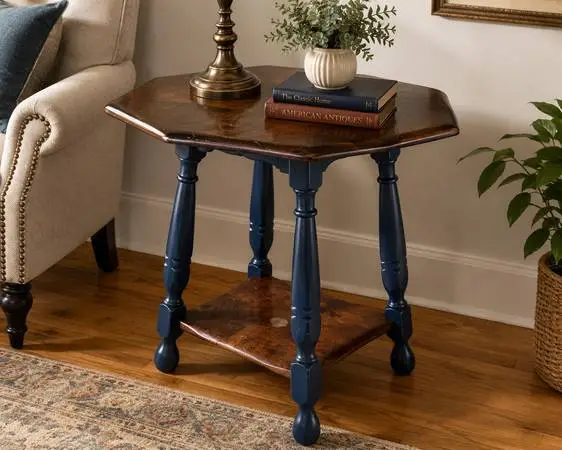 Antique Victorian Turned Solid Walnut Wood Lamp Table End Side Accent