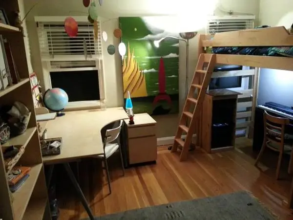 Twin loft bed with ladder, built-to-order, maple $180