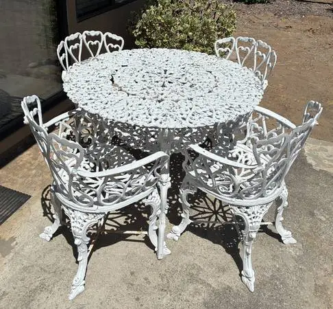 Patio Set - Wrought Iron, Very Heavy Duty - White