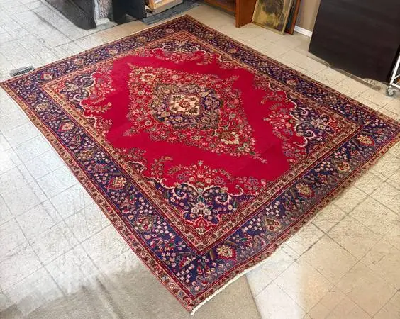 Vintage Persian Tabriz 100% Wool Area Rug 9’8” x 13’