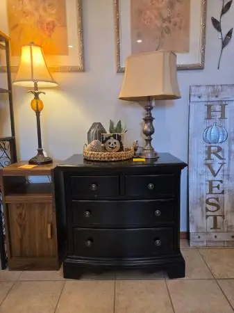 Black Side Table - 4 Drawers