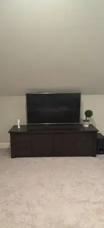 Dark Wood TV Stand with Sliding Barn Doors