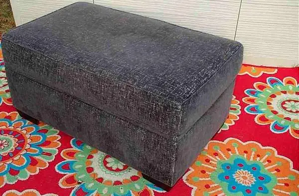 OTTOMAN CHEST Gray Plush Cushioned Seat Storage Foot Rest Hassock