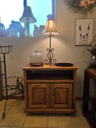 Oak Cabinet on Wheels
