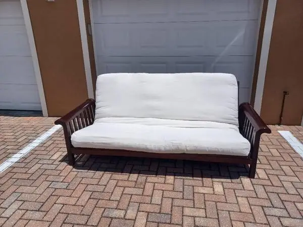 Very Nice Cherry Queen Size Futon with a Nice cover