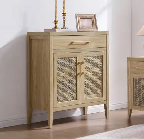 Modern Rattan Buffet Cabinet | 2 Doors + Drawer | Brand New