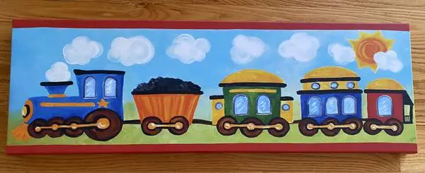 Train Canvas Picture for Kids Room 36x12x1.5