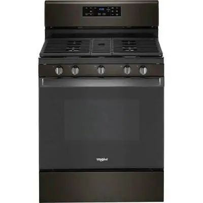 WHIRLPOOL BLACK STAINLESS GAS RANGE (NEW IN BOX)