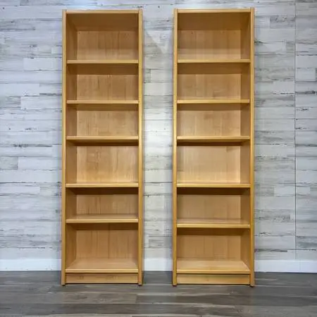Set Of 2 Mid Century Danish Blonde Wood Bookshelves